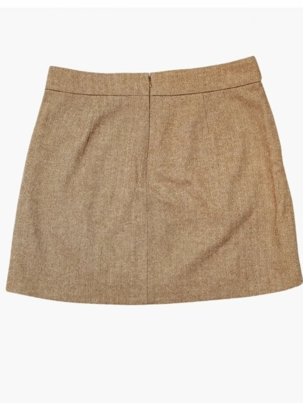 NWT J. Crew Sailor A Line Wool Blend Camel Herringbone Skirt Women's 14 Classic